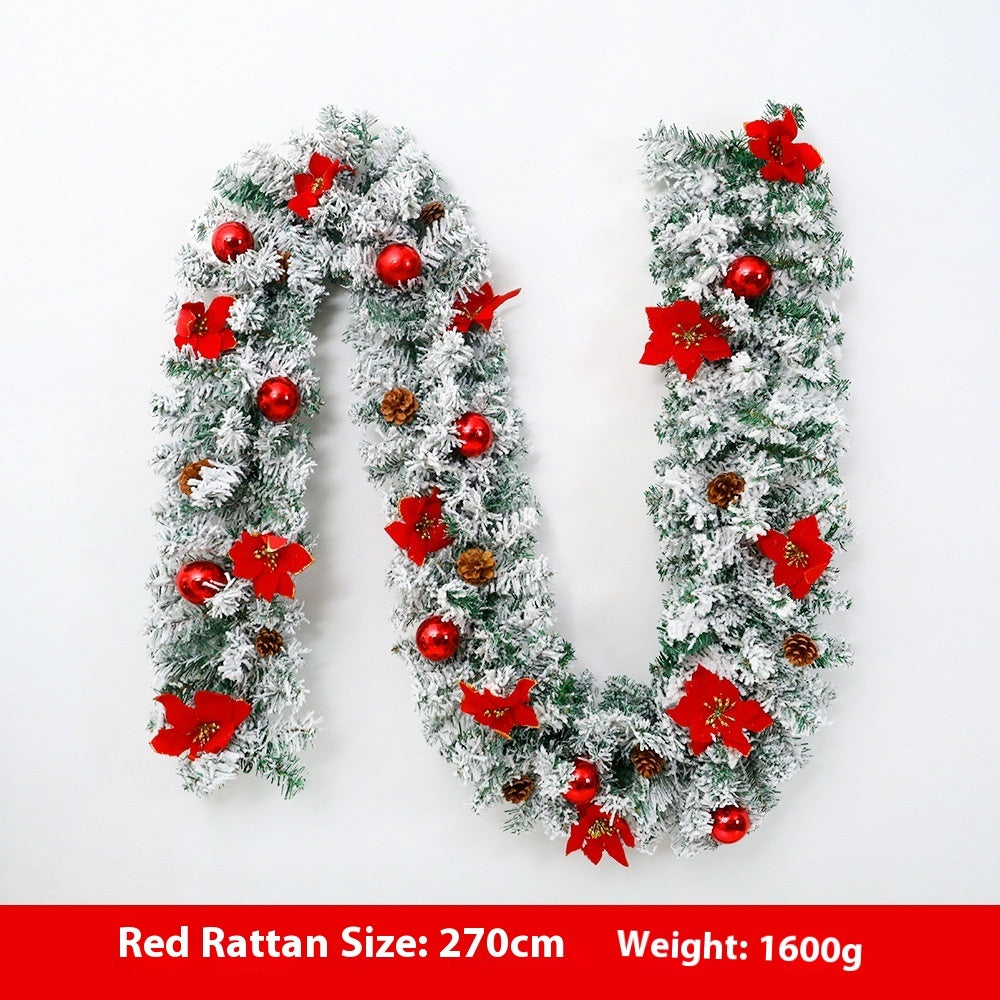 Christmas Rattan Garland Flocking Decoration