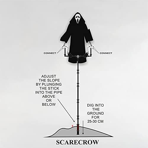 Screaming scarecrow prop with skull design for Halloween