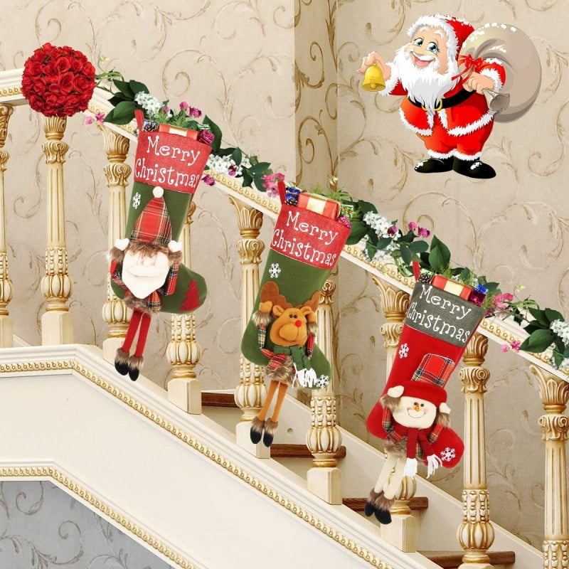 Large 3D Christmas Plush Stocking