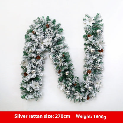 Christmas Rattan Garland Flocking Decoration