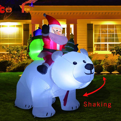 Inflatable Santa Claus Riding Polar Bear 2M Christmas Inflatable Toy Doll Indoor Outdoor Garden Xmas Decoration