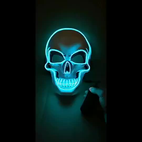 Masque d'Halloween lumineux en PVC | Masque lumineux à LED avec fil EL et 3 modes, parfait pour les fêtes d'Halloween