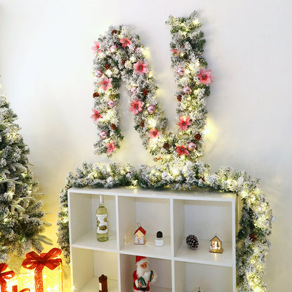Christmas Rattan Garland Flocking Decoration