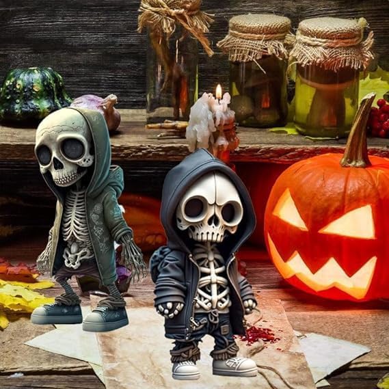 Halloween Skeleton Figurine – Resin Skull Decoration for Home & Party