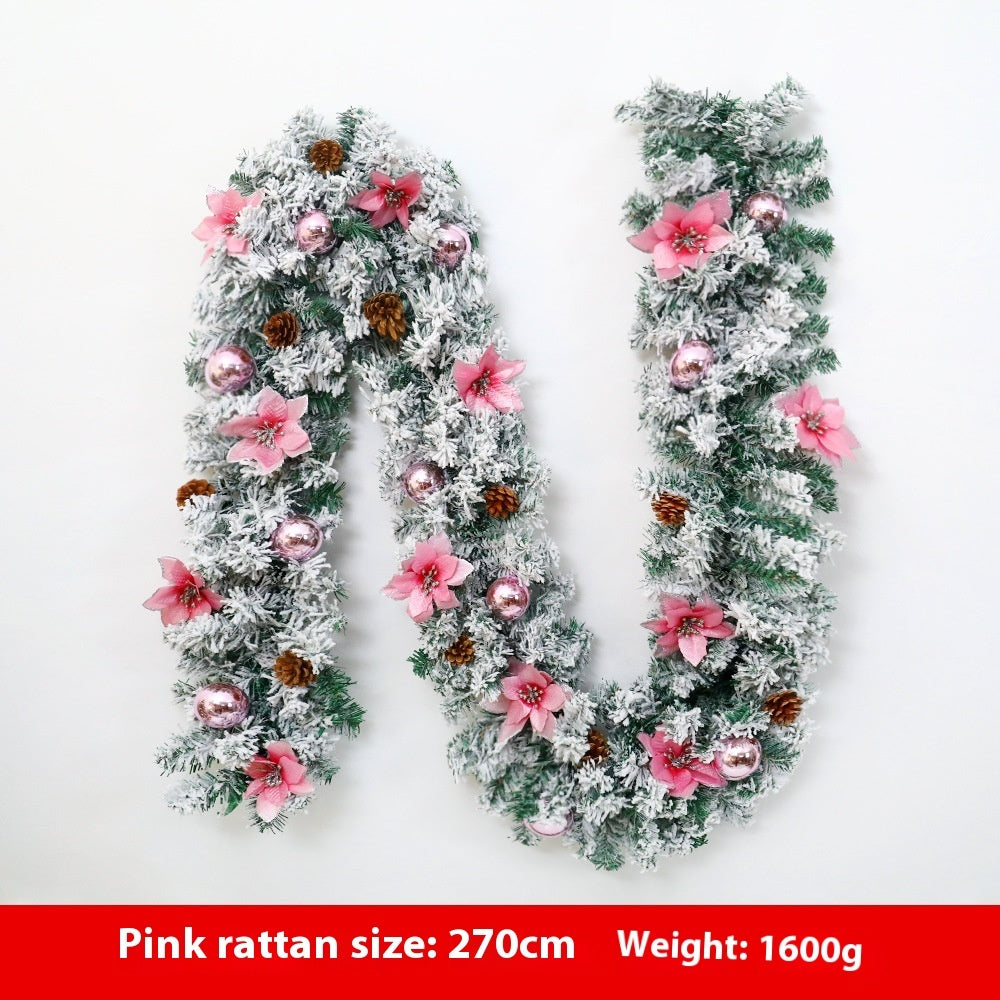 Christmas Rattan Garland Flocking Decoration