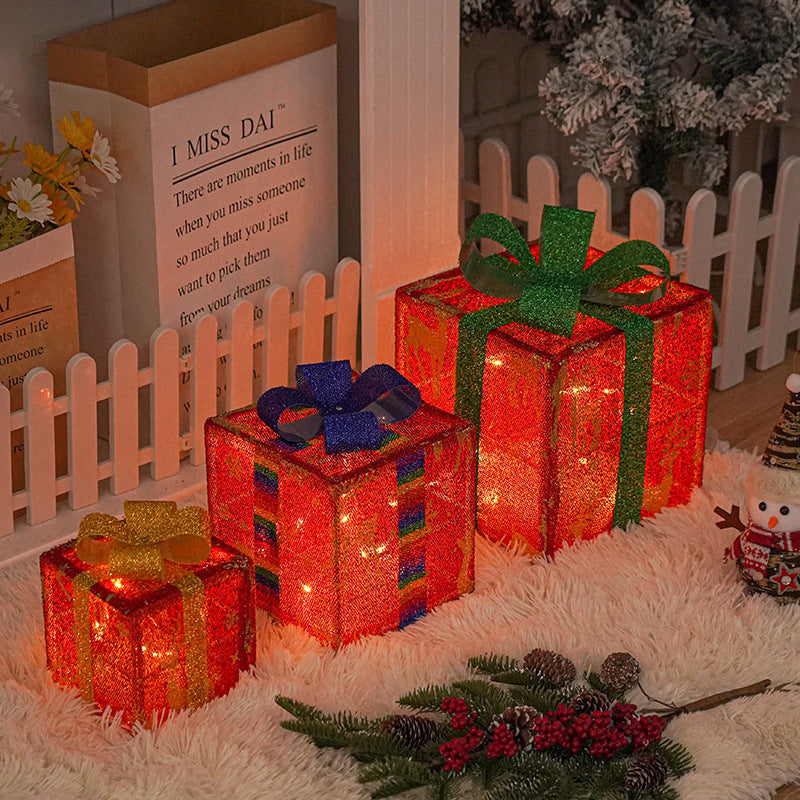 Lighted Christmas Gift Box Decorations (Set of 3)