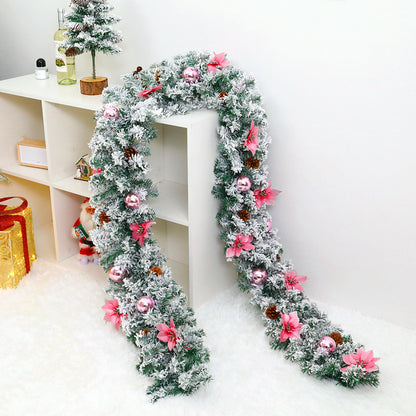 Christmas Rattan Garland Flocking Decoration