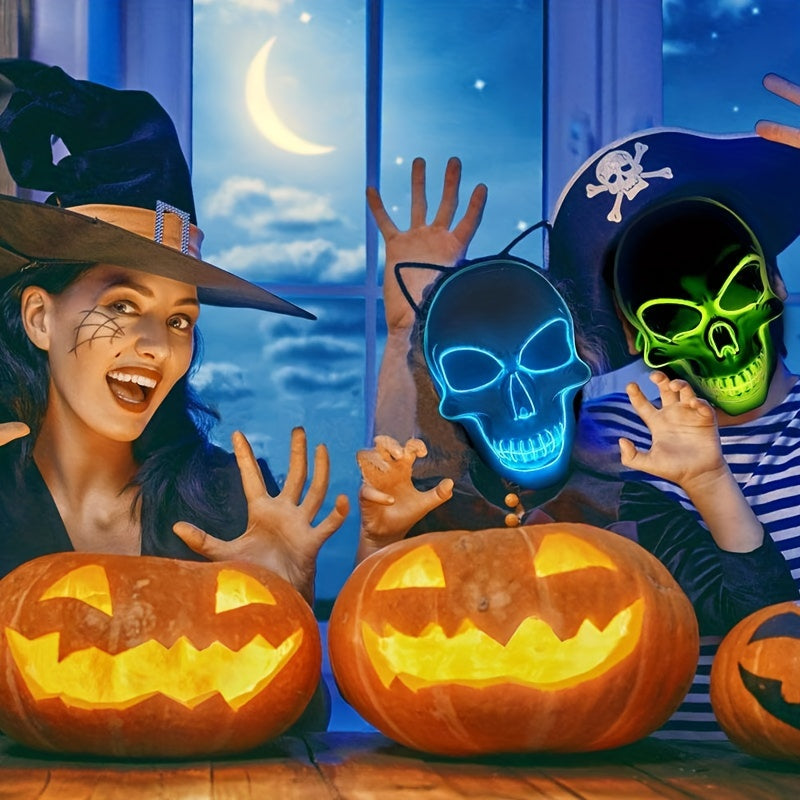 Masque d'Halloween lumineux en PVC | Masque lumineux à LED avec fil EL et 3 modes, parfait pour les fêtes d'Halloween
