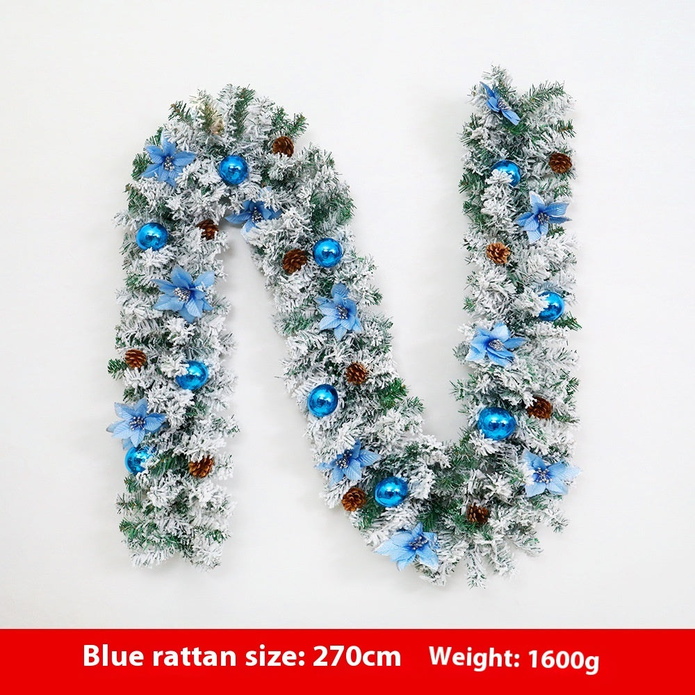 Christmas Rattan Garland Flocking Decoration