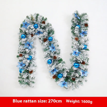 Christmas Rattan Garland Flocking Decoration