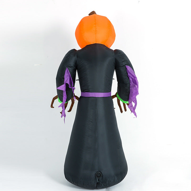 7ft Inflatable Pumpkin Reaper with LED Lights | Creepy Halloween Yard Decoration | Self-Inflating & Weather-Resistant