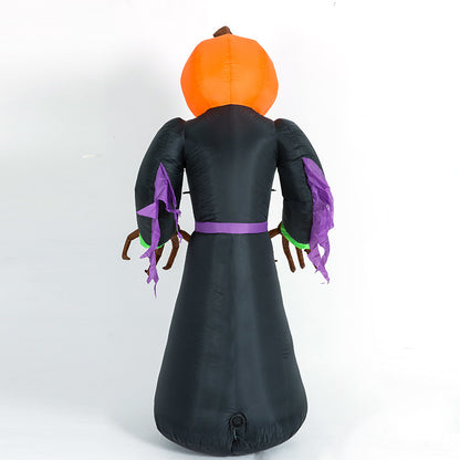 7ft Inflatable Pumpkin Reaper with LED Lights | Creepy Halloween Yard Decoration | Self-Inflating & Weather-Resistant