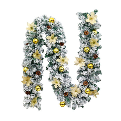 Christmas Rattan Garland Flocking Decoration