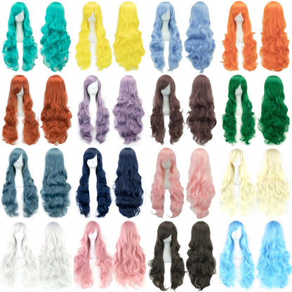 Perruque de cosplay bouclée longue de 26 pouces et plus | Fibre synthétique résistante à la chaleur pour Halloween