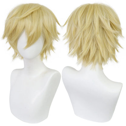 Perruque courte et raide pour cosplay | Fibre synthétique résistante à la chaleur de 4 à 16 pouces pour Halloween et événements à thème