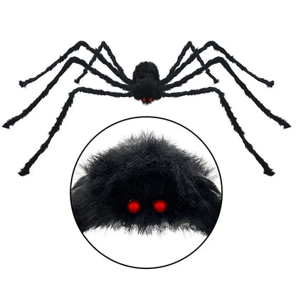 Décoration d'araignée géante en peluche noire | Accessoire de maison hantée d'Halloween | Décoration intérieure et extérieure (30 cm à 200 cm)