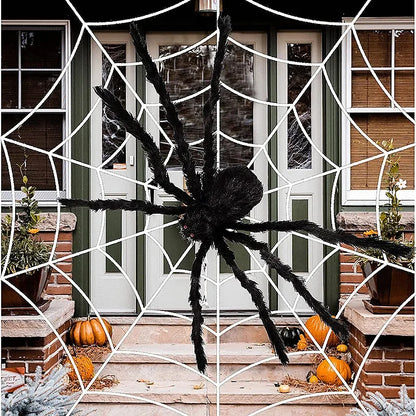 Décoration d'araignée géante en peluche noire | Accessoire de maison hantée d'Halloween | Décoration intérieure et extérieure (30 cm à 200 cm)