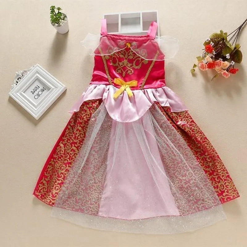 Girls Princess Halloween Costume | Cinderella, Snow White, Aurora & Rapunzel Party Dress for Kids