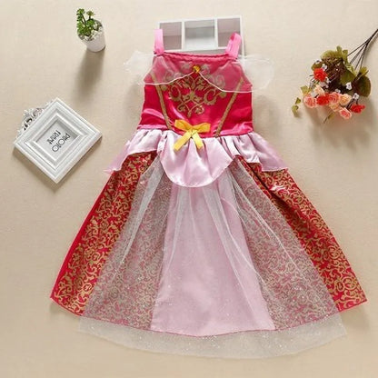 Girls Princess Halloween Costume | Cinderella, Snow White, Aurora & Rapunzel Party Dress for Kids