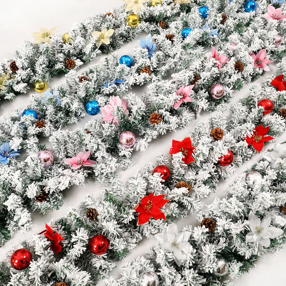 Christmas Rattan Garland Flocking Decoration