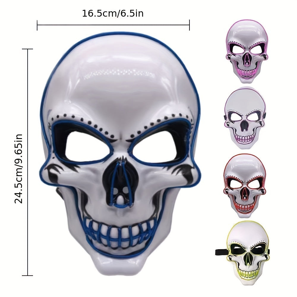 Masque d'Halloween lumineux en PVC | Masque lumineux à LED avec fil EL et 3 modes, parfait pour les fêtes d'Halloween