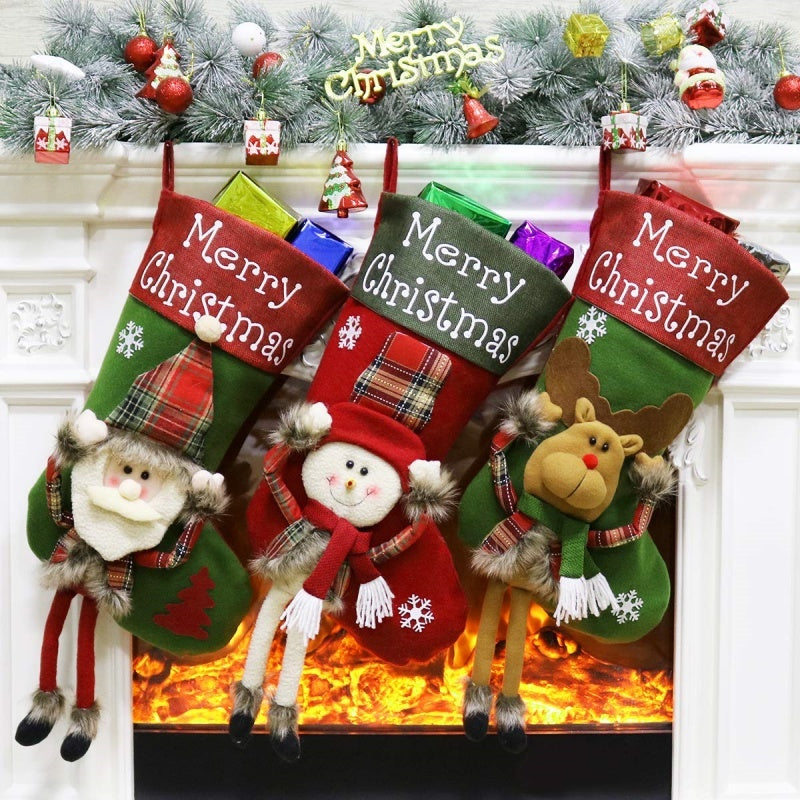 Large 3D Christmas Plush Stocking