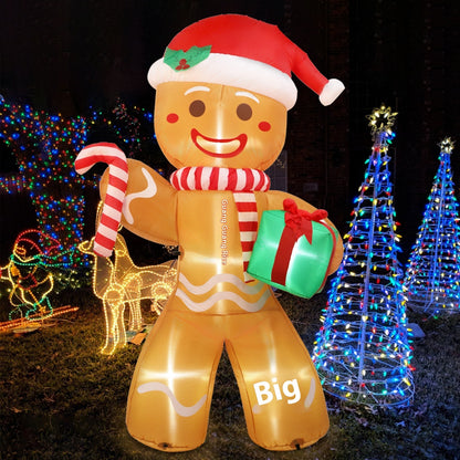 Inflatable Ginger Cake Crutch Doll Inflatable Model Luminous Christmas Atmosphere Outdoor Courtyard