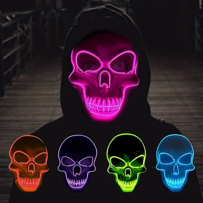 Masque d'Halloween lumineux en PVC | Masque lumineux à LED avec fil EL et 3 modes, parfait pour les fêtes d'Halloween