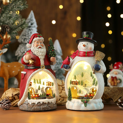 Christmas Resin Rotating LED Colored Lamp Ornaments