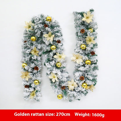 Christmas Rattan Garland Flocking Decoration