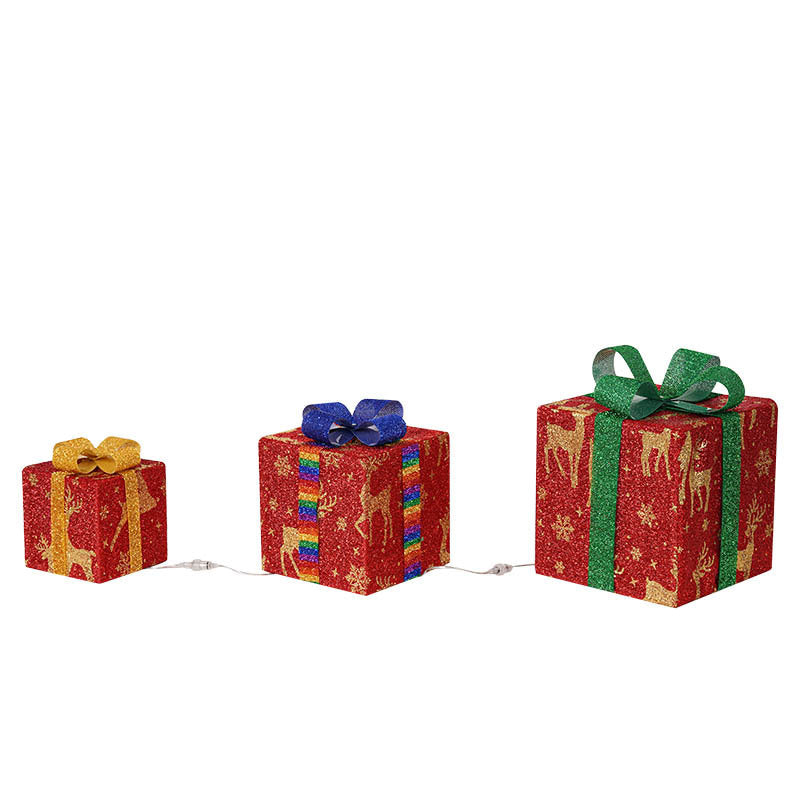 Lighted Christmas Gift Box Decorations (Set of 3)