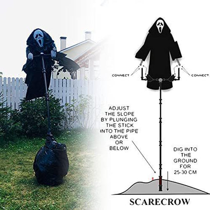 Plastic skull scarecrow decoration 70x40 cm