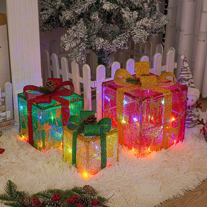 Lighted Christmas Gift Box Decorations (Set of 3)