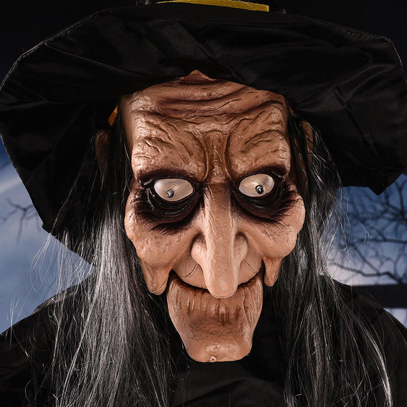 Scary polyester witch decoration with horror details for outdoor setup