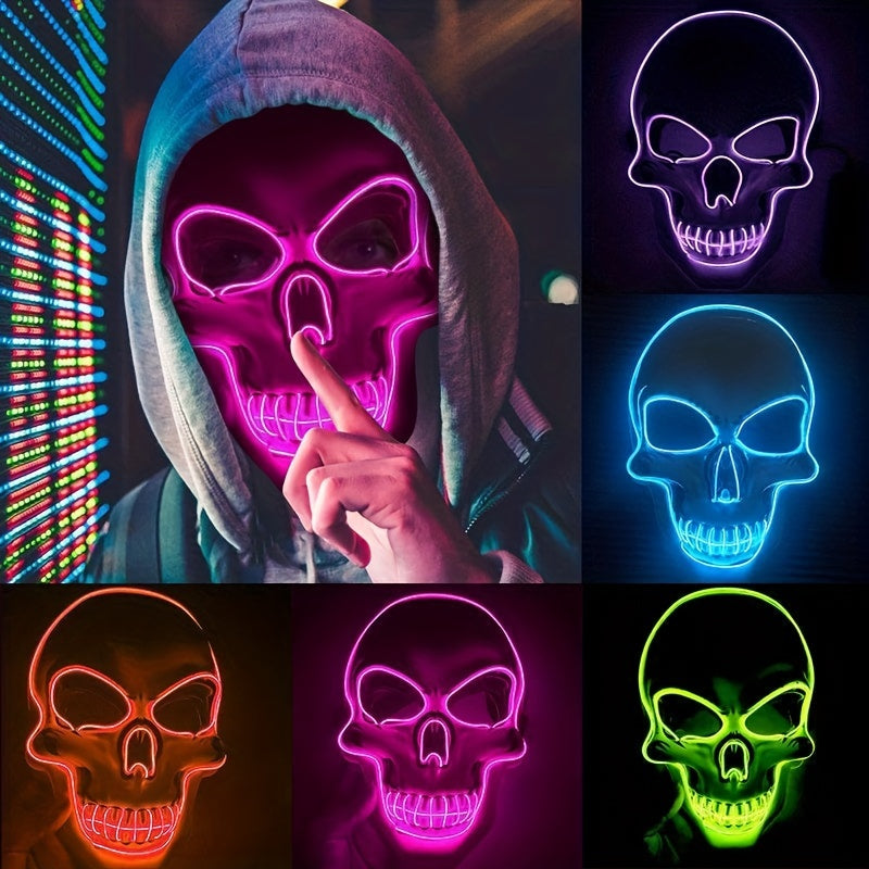 Masque d'Halloween lumineux en PVC | Masque lumineux à LED avec fil EL et 3 modes, parfait pour les fêtes d'Halloween