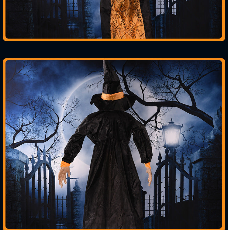 Black voice-activated Halloween witch prop for haunted house decoration