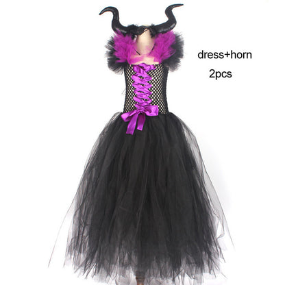 Black and purple dress with horns on a white background